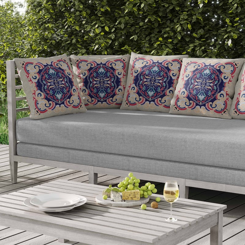 Soft Square Escape Indoor/Outdoor Reversible Throw Pillow Beige and Blue
