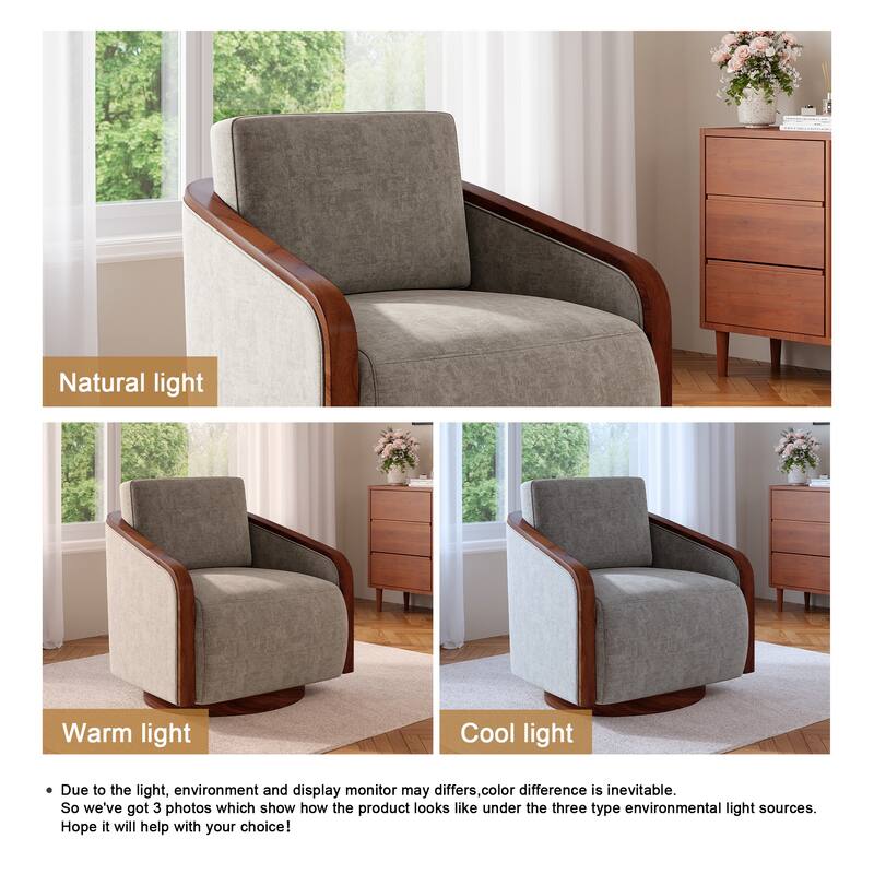 Chenille Modern 360°Swivel Barrel Chair Round Base