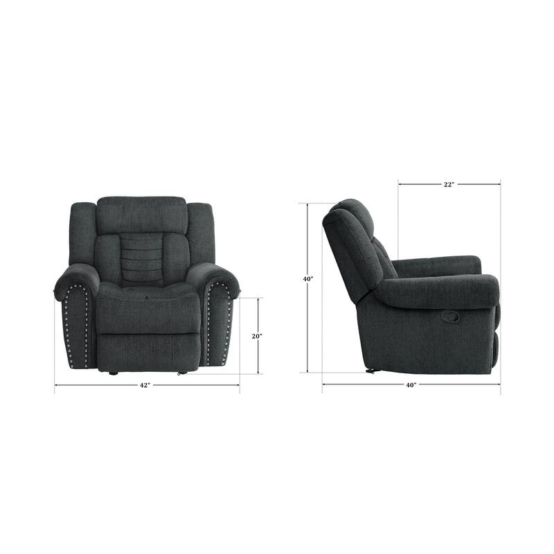 Neleh 42" Chenille Glider Reclining Chair - Gentle Gliding Motion