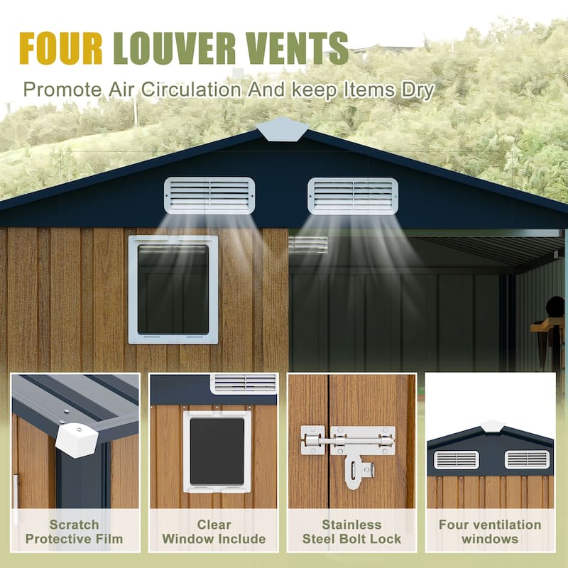 6x8 Foot Lockable Steel Storage Shed for Outdoor Use – Compact Metal Utility Shelter for Garden, Backyard, Patio. - 6x8FT