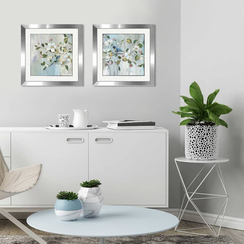 "Painterly Spring" by Nan Framed Art Print Set - Blue