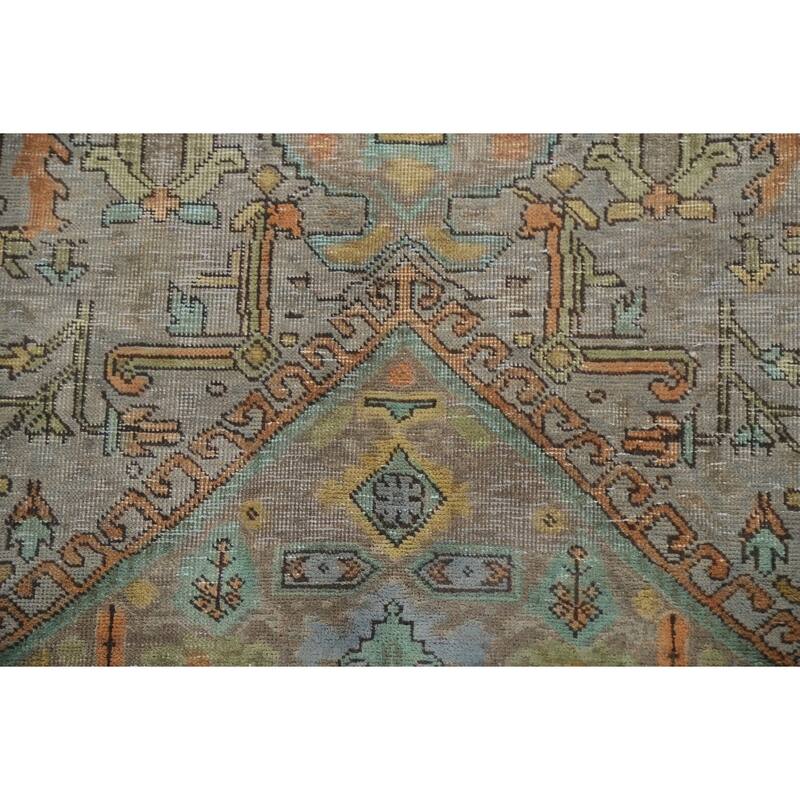 Hand Knotted Oriental 100% Wool Carpet Traditional Medallion Greys & Charcoal Tabriz Area Rug - 9' 9'' X 6' 5''