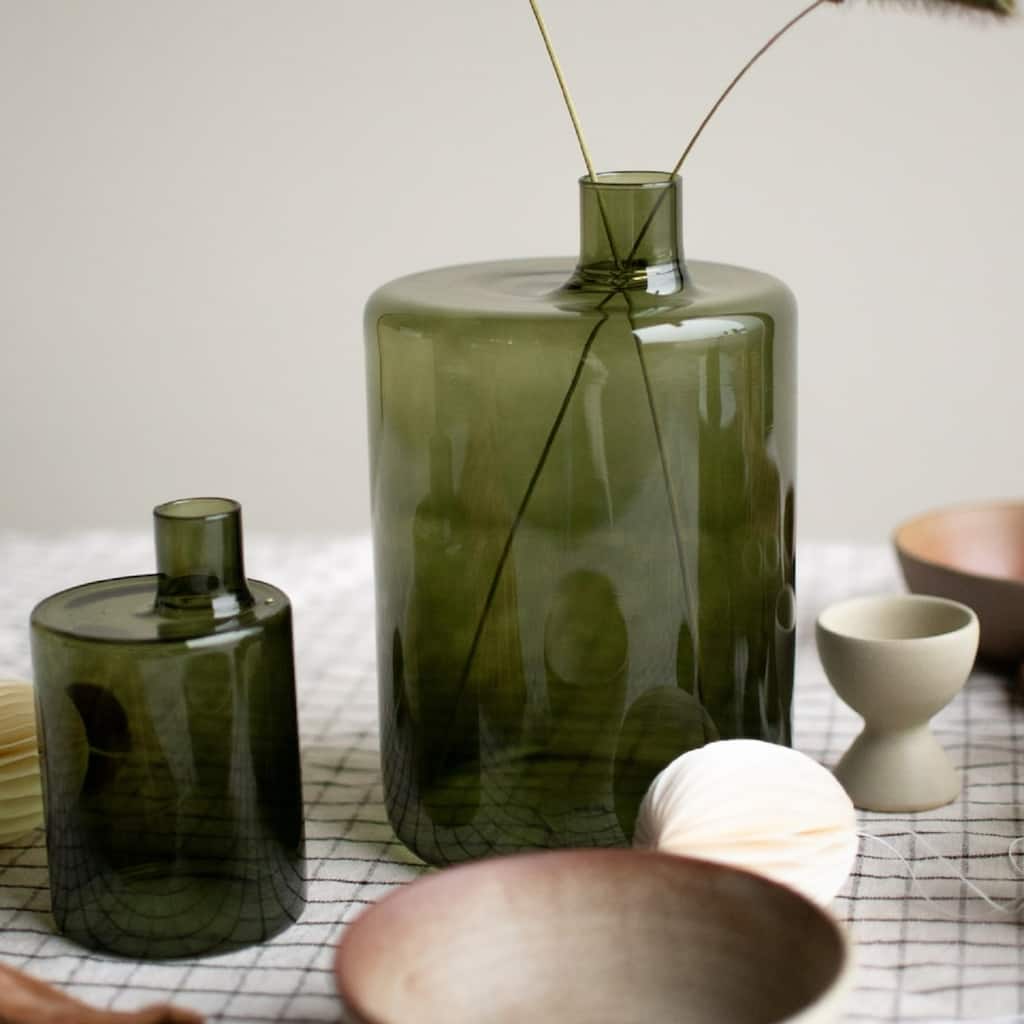 Extra Large Glass Bottle Vase - 8.25" - Green