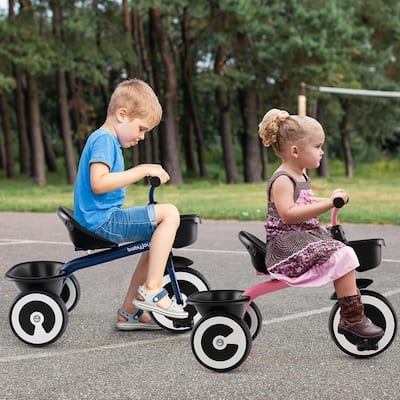 3-Wheel Toddler Bike Toddler Tricycle w/ Steel Frame & Adjustable Seat