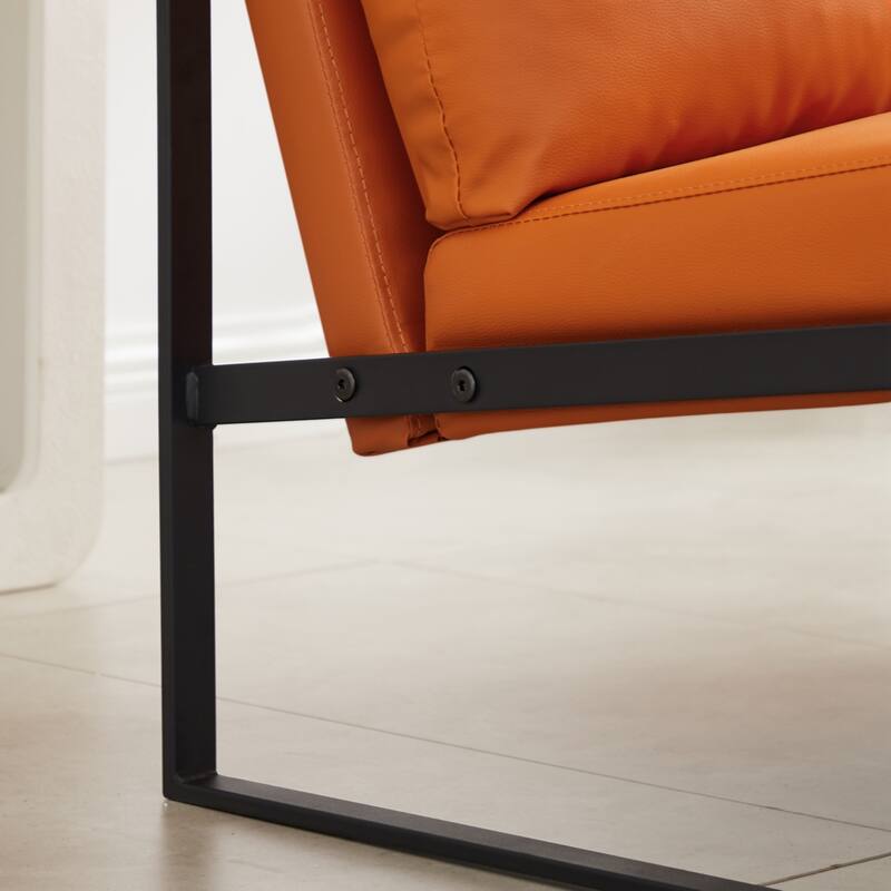 PVC leather accent arm chair with Extra thick padded backrest and seat cushion sofa chairs