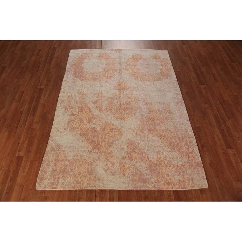 Abstract Indian Rug Hand-Knotted Wool Carpet - 5'2"x 7'4"
