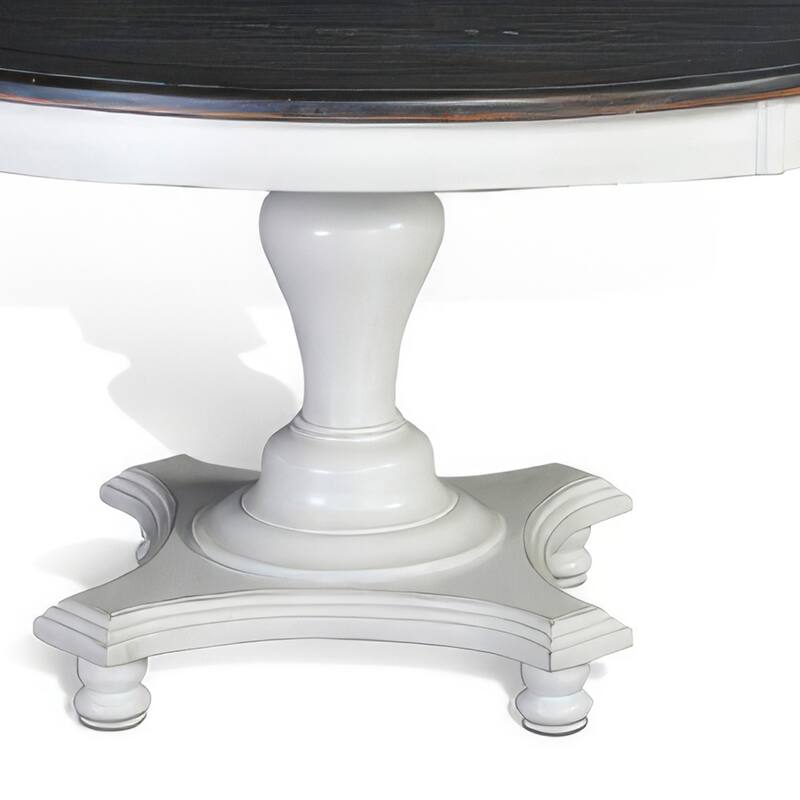 Orso Dining Table, Pedestal Base, 54 Inch Round Top, White, Dark Brown