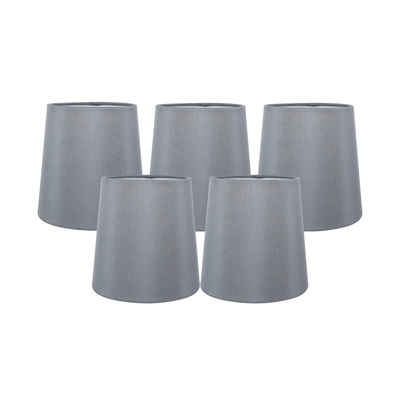 Meriville Faux Silk Clip On Chandelier Lamp Shades, 4-inch by 5-inch by 5-inch - Set of 5 - Gray
