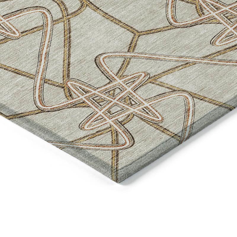 Machine Washable Indoor/ Outdoor Contemporary Links Chantille Rug