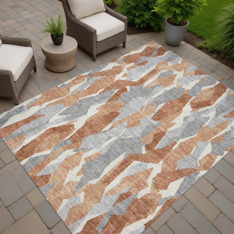 Machine Washable Indoor/ Outdoor Contemporary Dylan Chantille Rug - Paprika - 2'6" x 3'10"