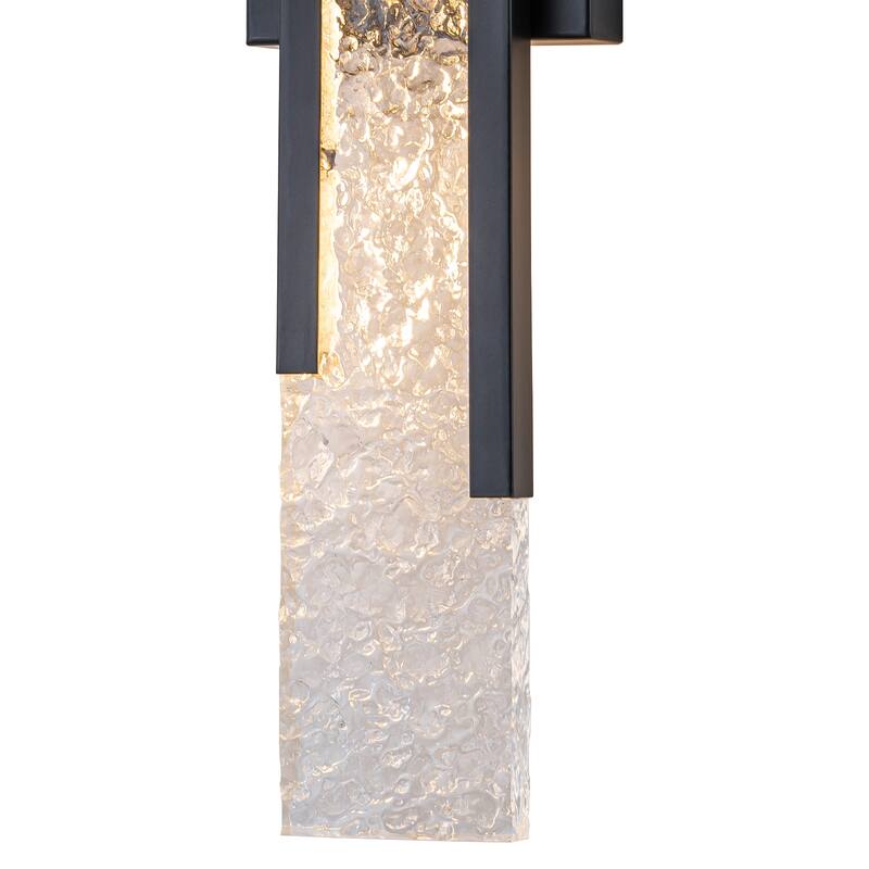 Black Metal Rectangular Water Pattern LED Dimmable Wall Sconce