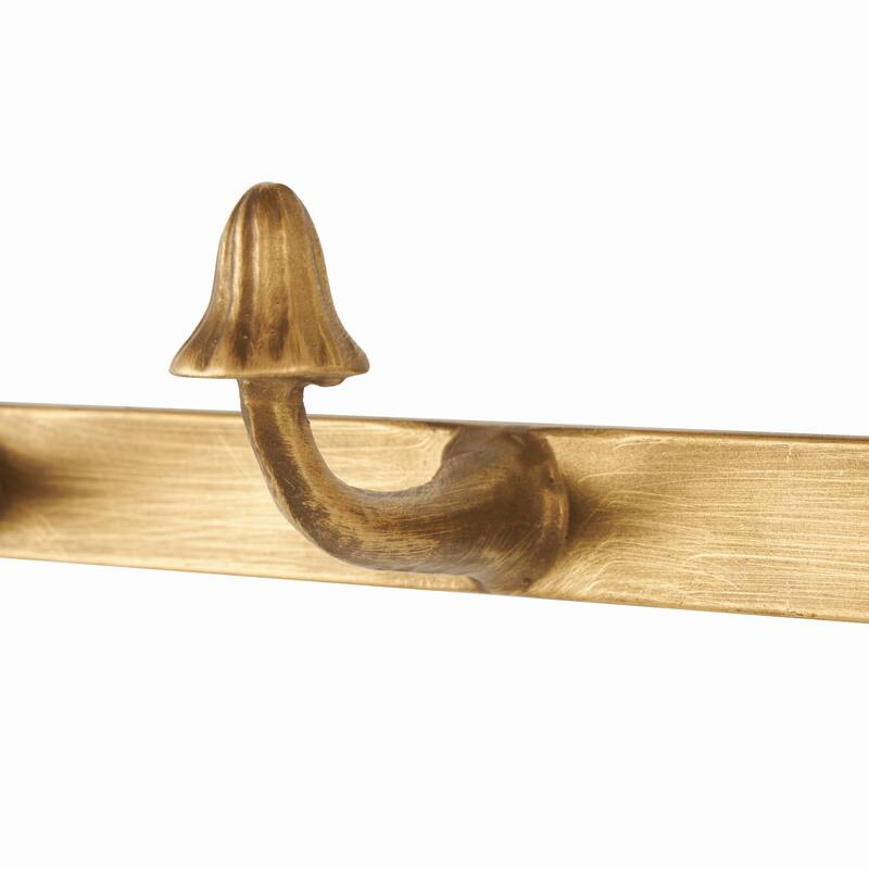 Gold Metal 8 Hanger Mushroom Home Wall Hook (Set of 2) - 3"W x 23"L x 2"H
