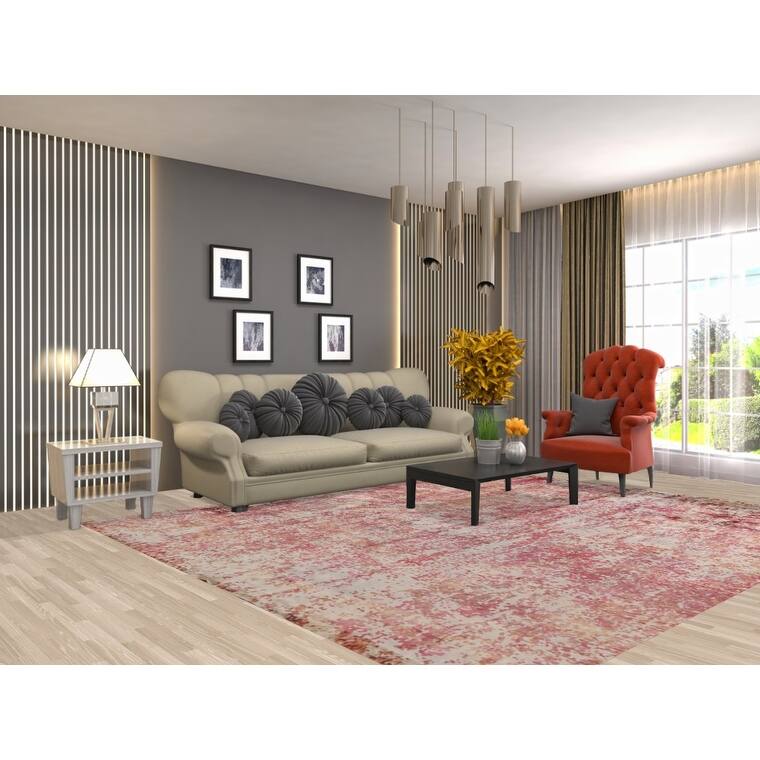 All-Over Modern Abstract Area Rug Hand-Knotted Wool Carpet - 8'5"x 9'11"