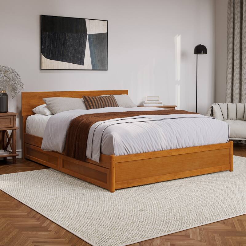 Wesley Platform Bed with Panel Footboard and Storage Drawers