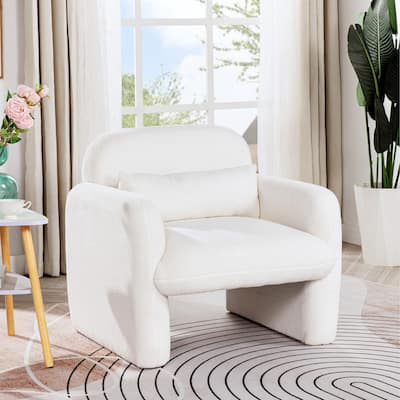 Teddy Fleece Single Sofa Chair with Arms & Pillow