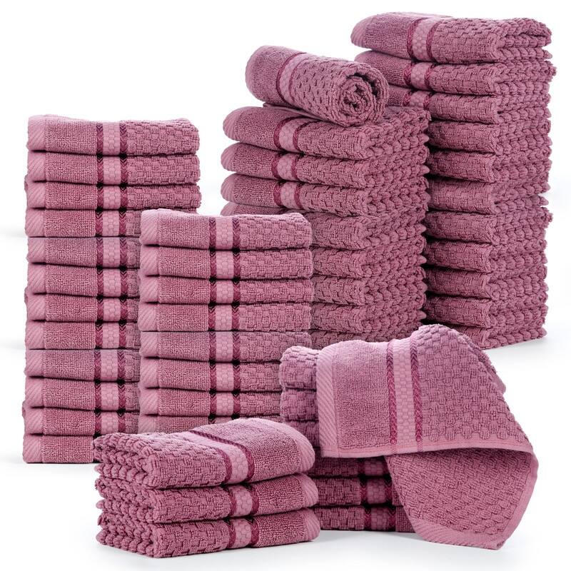 Popcorn Textured Cotton Washcloths 12 x 12 inch by Ample Decor - 50 Pcs - Grape Purple