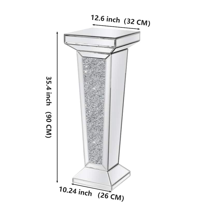Mirrored Crushed Diamond Tall End Table