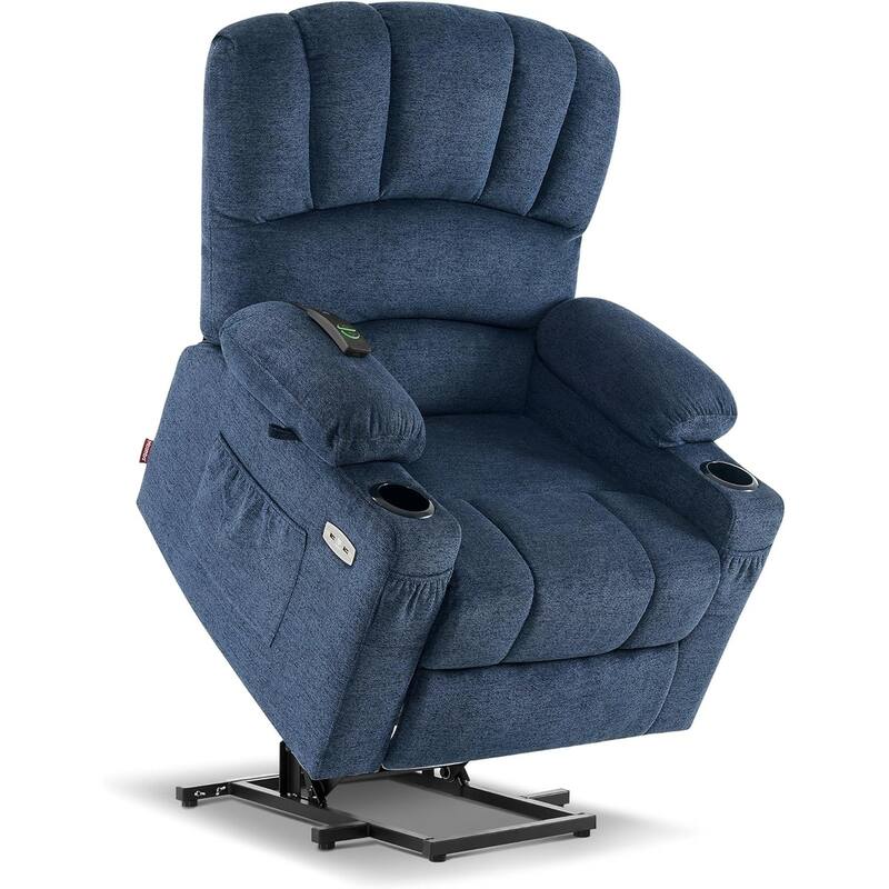 MCombo Power Lift Recliner Chair, Massage and Heat for Elderly, Extended Footrest,Cup Holders, USB Ports 7095 - Yale Blue