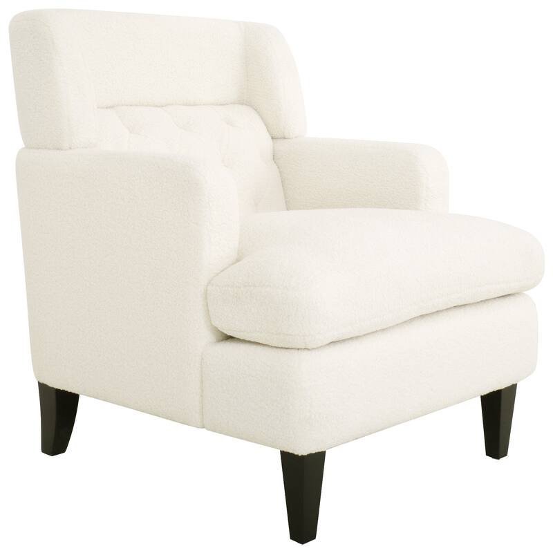 Modern 35.25" Upholstered Arm Chair with Birch Wood Legs amd Tufted Backrest for Living Room