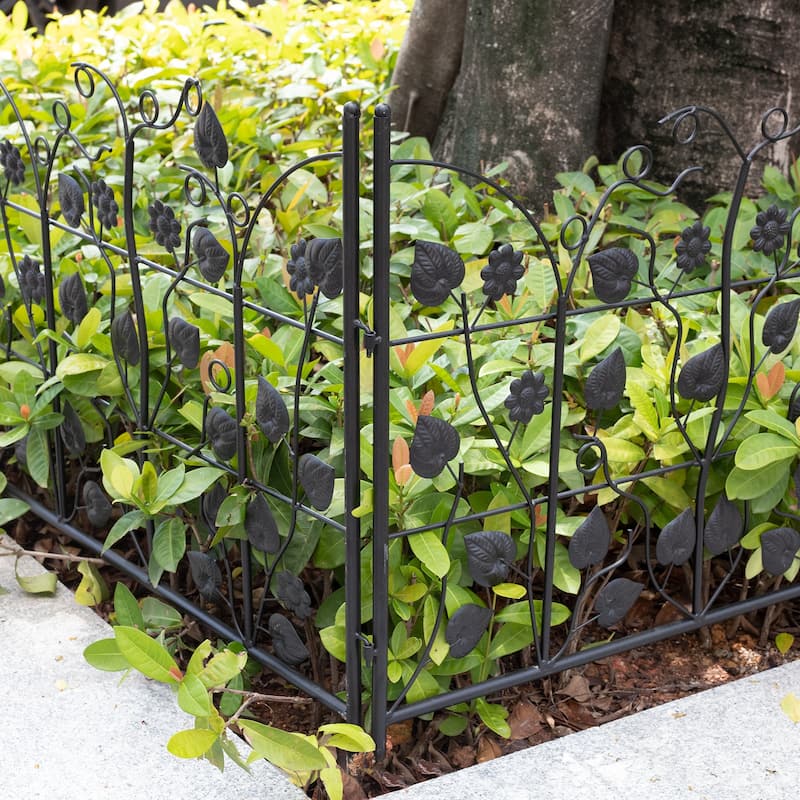 5 Pack Garden Fence Metal Fencing Panels Rustproof Border Section Fence