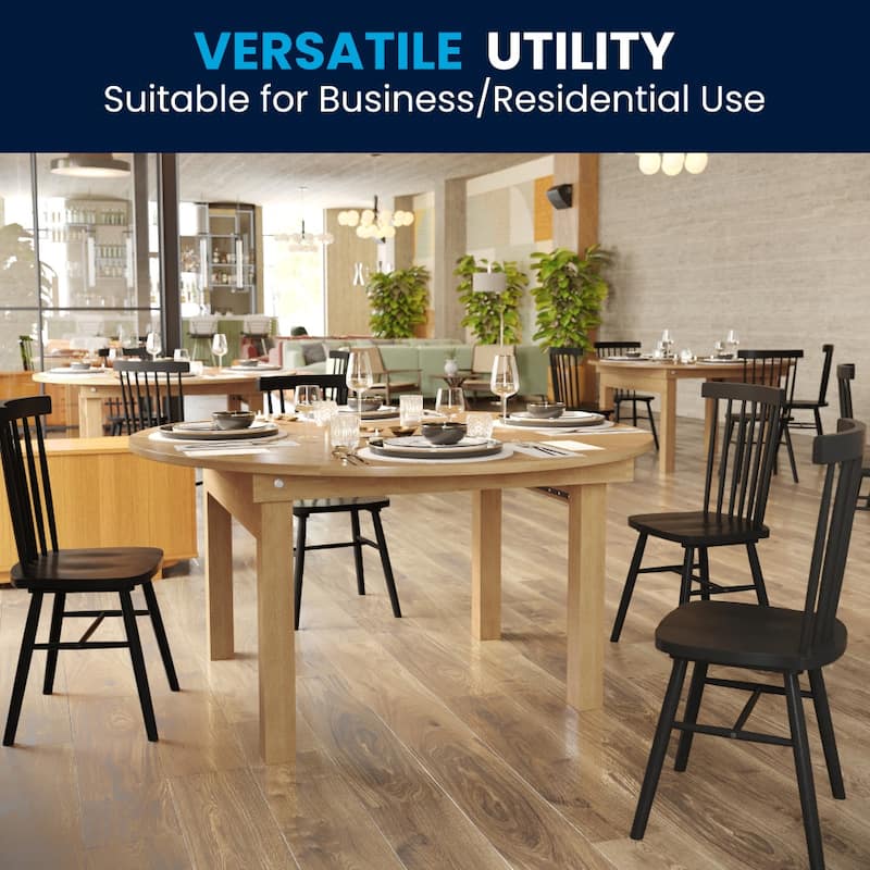 60" Round Antique Rustic Solid Pine Folding Farm Dining Table - 59.75"W x 59.75"D x 30"H