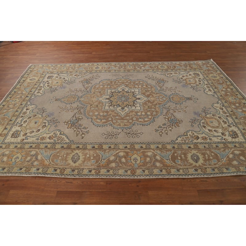 Tabriz Persian Area Rug Hand-Knotted Bedroom Wool Carpet - 6'6"x 9'5"