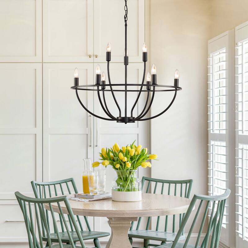 9-Light Mid-century Candle Curve Arm Chandelier