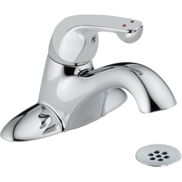 Delta 523LF-HDF Commercial Single Handle Centerset Bathroom Faucet with Metal Lever handle and Drain Assembly - Chrome