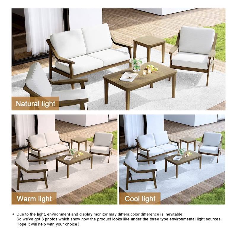 Outdoor Conversation Set Patio Cushioned Chair, Loveseat with Tables