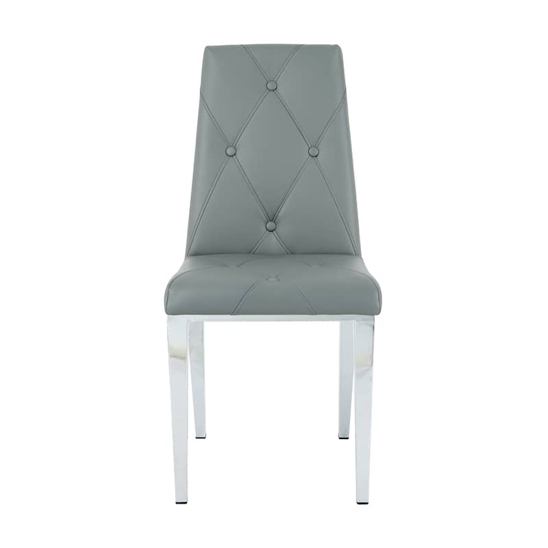 Modern Light Luxury PU Dining Chair with Electroplated Legs,Set of 2