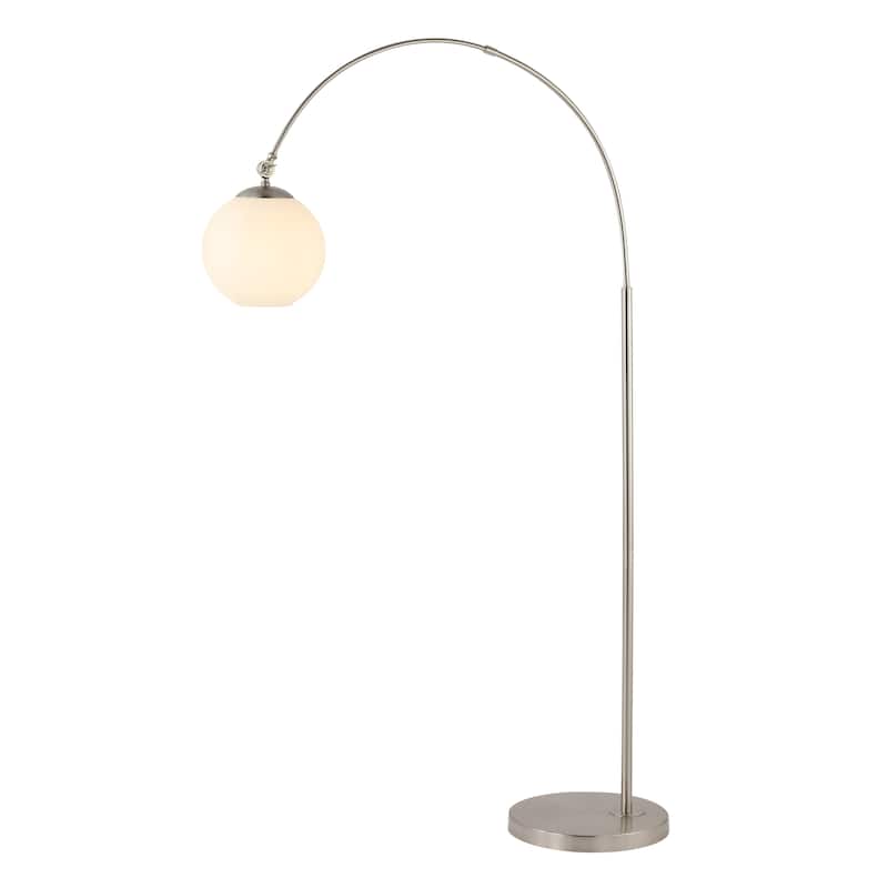 Tavira 71" Coastal Vintage Iron LED Floor Lamp, Brass Gold/White by JONATHAN Y