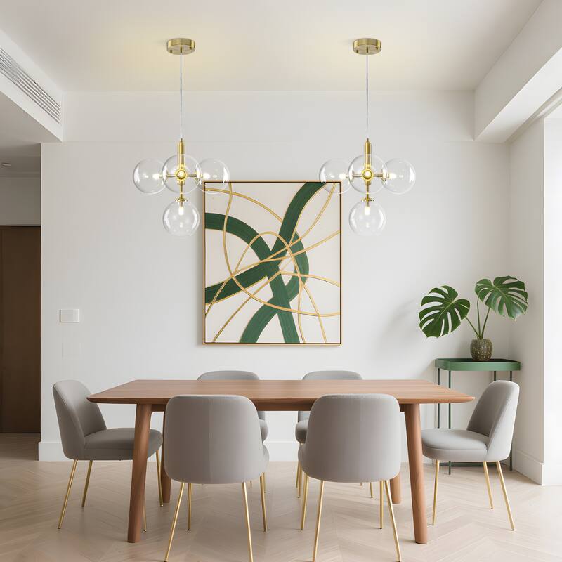 Starsky 4-Light Modern Sputnik Sphere Clear Glass Bubble Chandelier