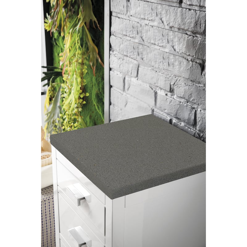 James Martin Vanities Addison 15" Base Cabinet w/ Drawers, Glossy White - Grey Expo Quartz