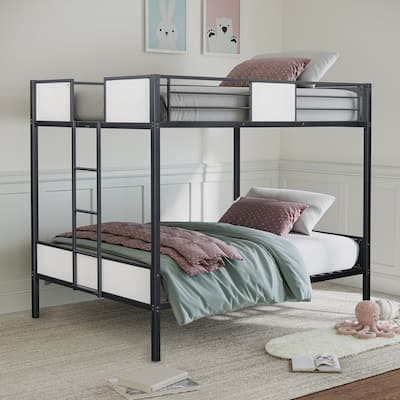Full-over-Full Metal Bunk Bed with Attached Ladder