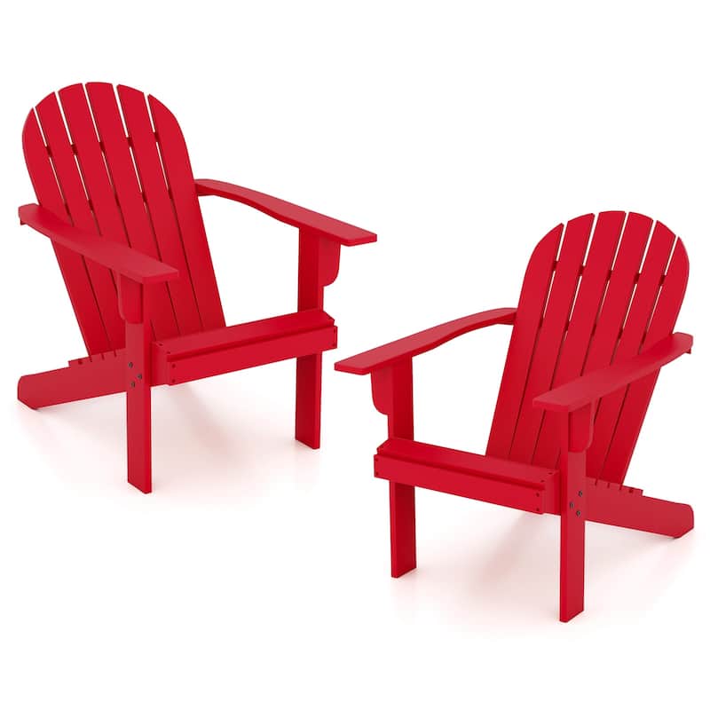 Gymax 2PCS Patio Adirondack Chair w/ Inclined Seat High Backrest & - Red