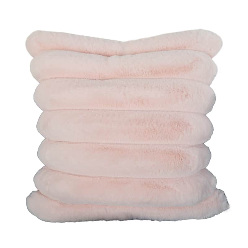Madrid Collection Ultra Soft Ribbed Faux Fur Throw Pillow - Pink