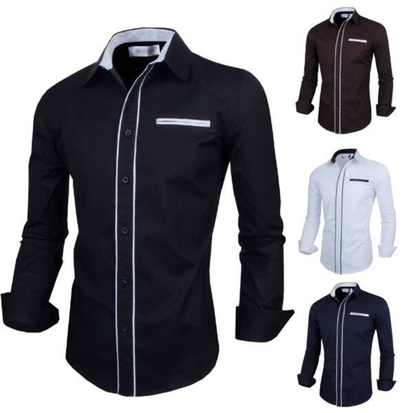 Shop Black Friday Deals On Fashion Men S Long Sleeve Dress Shirts British Style Men S Shirt Slim Fit Brand Men Clothes On Sale Overstock 27128780