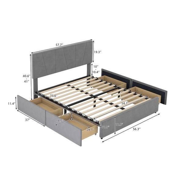 Full Velvet Upholstered Platform Bed with 4 Drawers - Bed Bath & Beyond ...