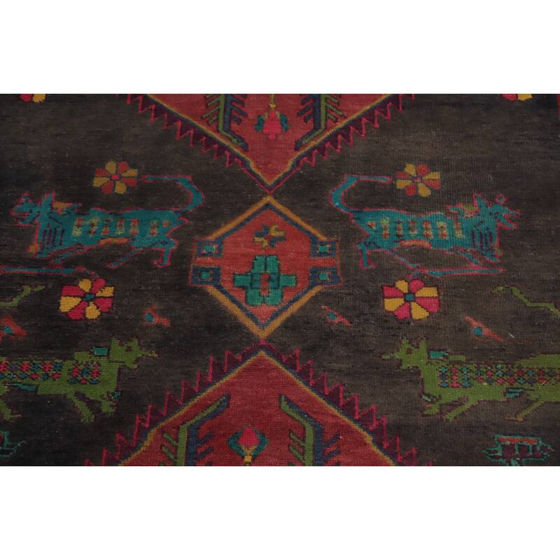 Hand Knotted Oriental 100% Wool Carpet Traditional Tribal Greys & Charcoal Ardebil Runner Rug - 10' 4'' X 3' 6''