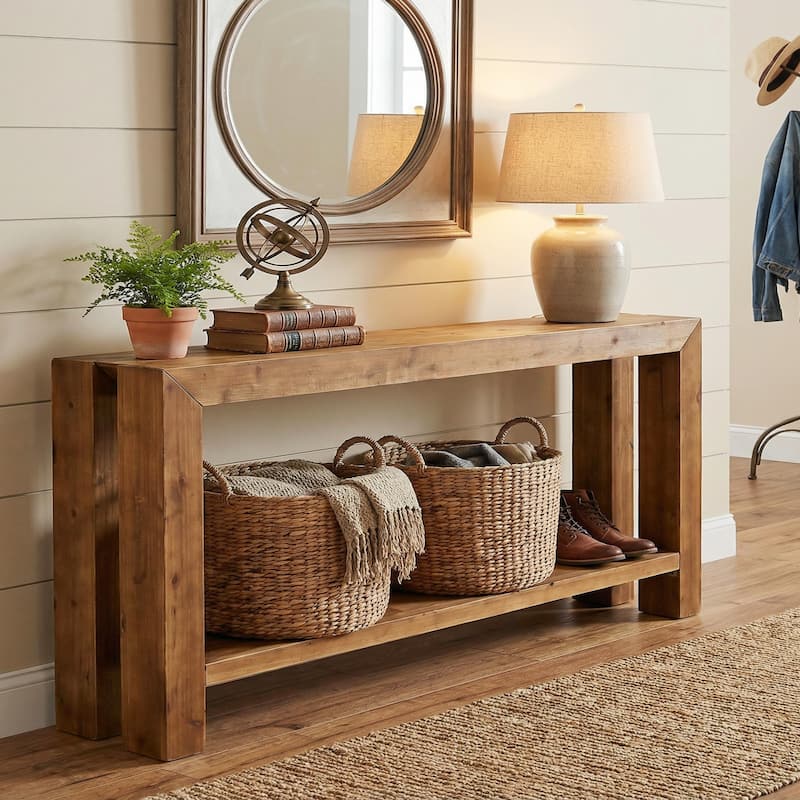 63-Inch Solid Wood Narrow Entryway Sofa Table