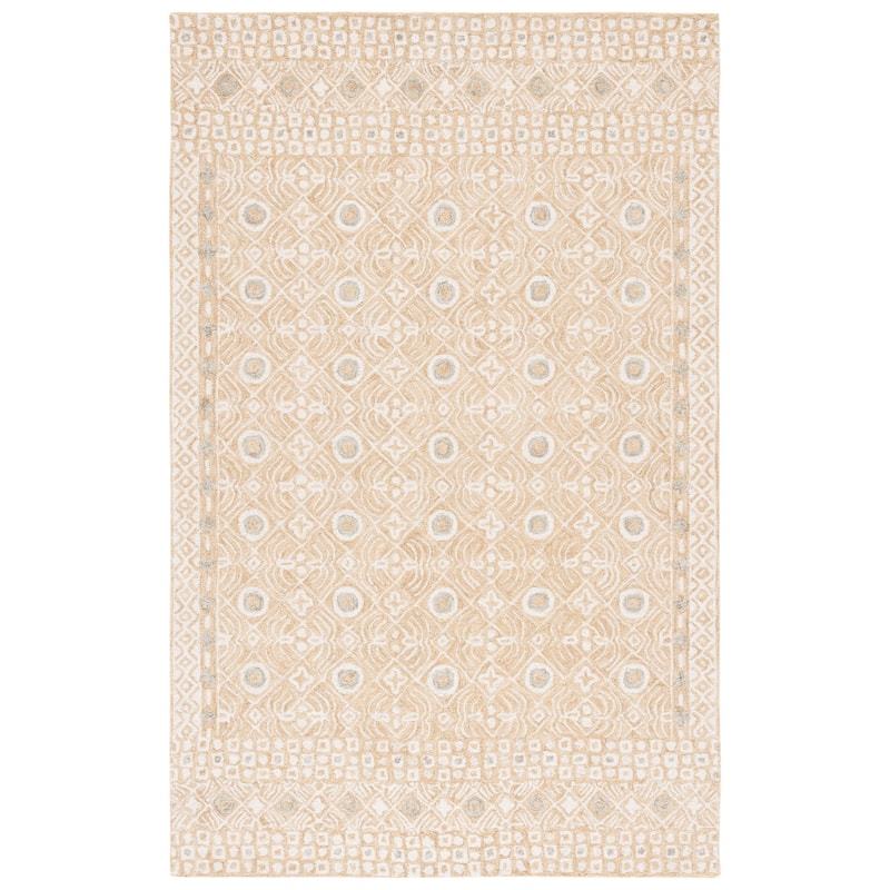 SAFAVIEH Handmade Micro-Loop Reglind Wool Rug - 4' x 6' - Gold/Ivory