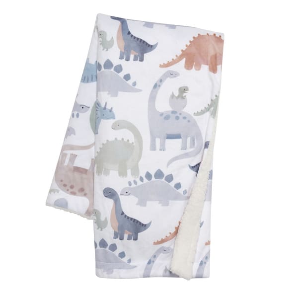 slide 2 of 7, Lambs & Ivy Dino-Might Ultra-Soft Fleece Watercolor Dinosaur Baby Blanket