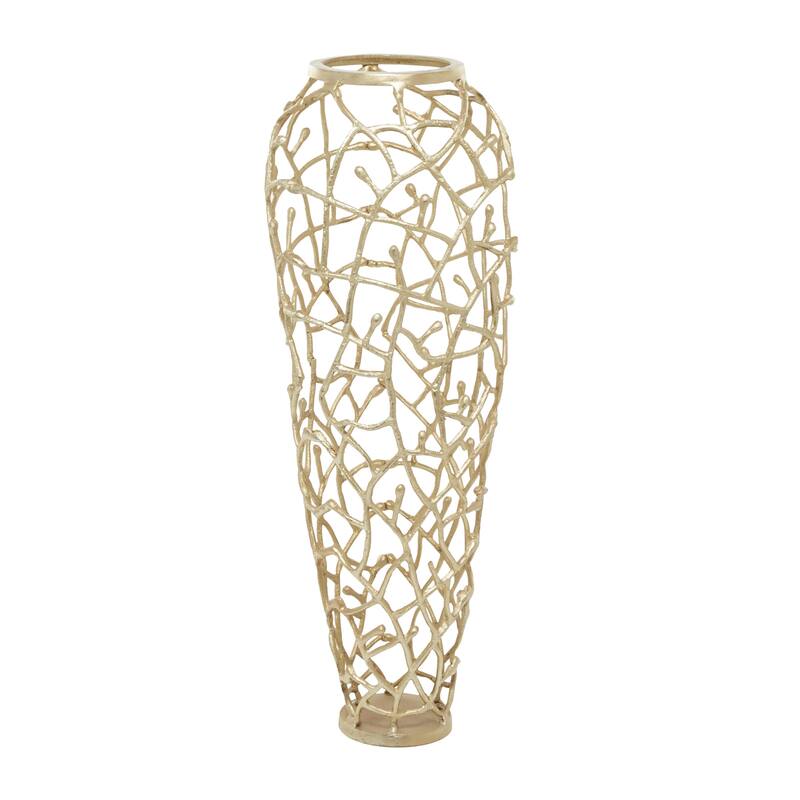 Aluminum Metal Cutout Coral Decorative Vase - Gold or Silver - Roche River Decor - Gold - 12"W, 33"H