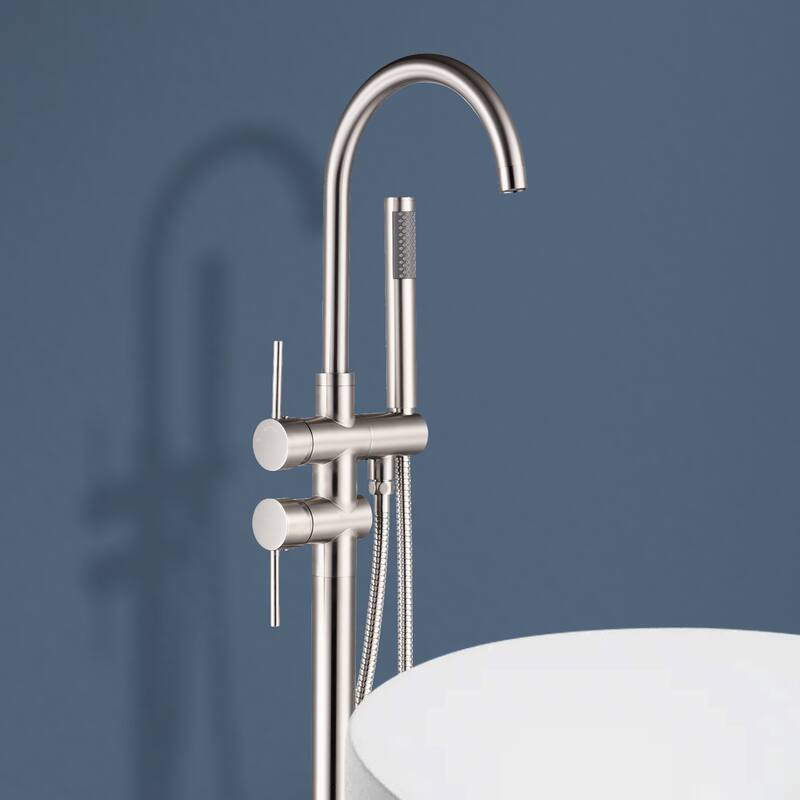 Topcraft Floor Mounted Bathtub Filler with Handheld Showerhead