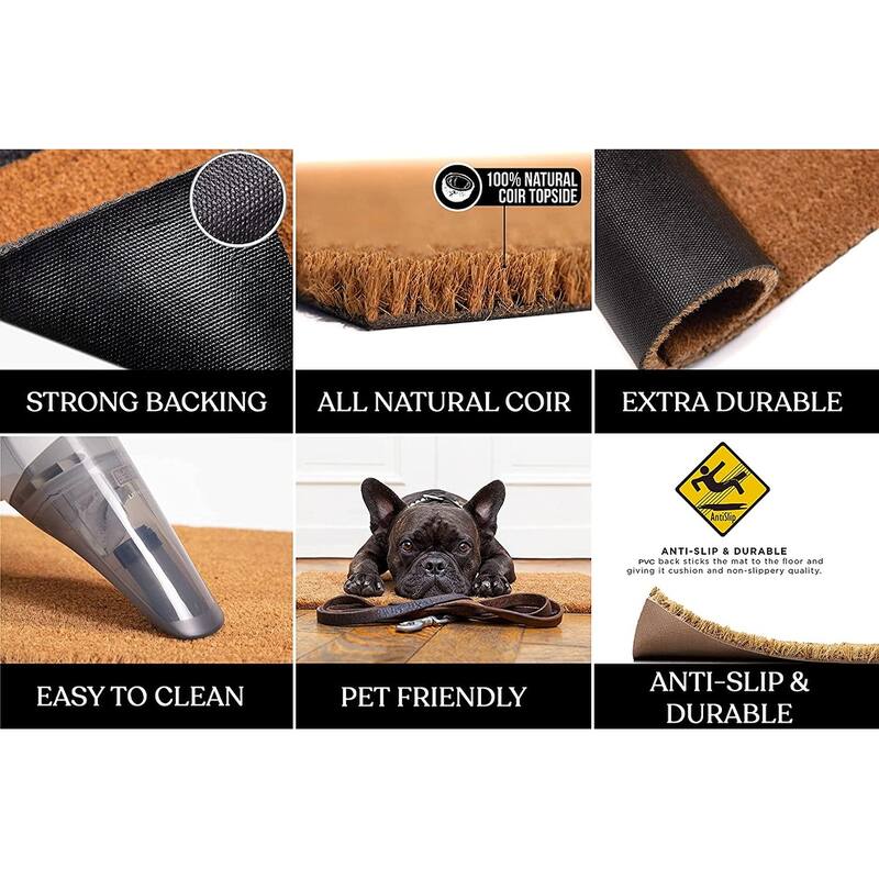 A1HC Natural Coir Monogrammed Entrance Door Mats Flock Doormat 24"X39"