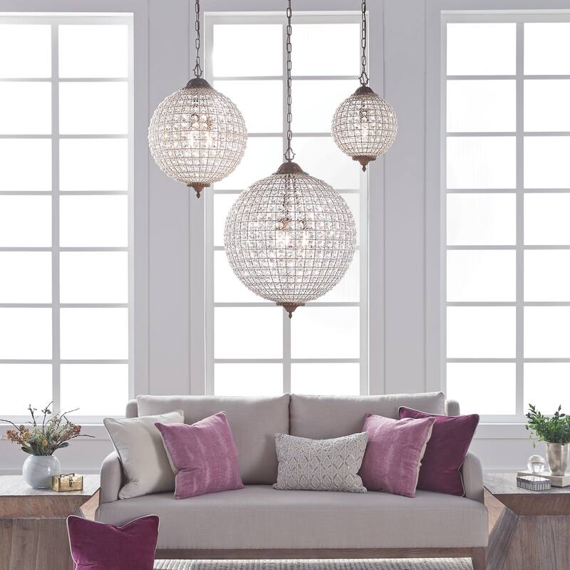 Kimberly Crystal 18-Inch Medium Globe Chandelier by Kosas Home