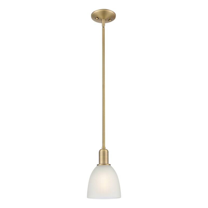 Innovations Lighting Endless Possibilities Arcadia - Castile - 1 Light 6" Stem Hung Mini Pendant - Brushed Brass/White