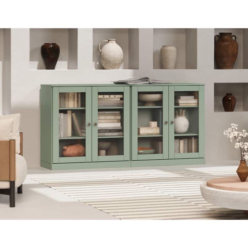 Palace Imports 100% Solid Wood 64" Sideboard with Frosted Glass Doors and Adjustable Shelves - Sage
