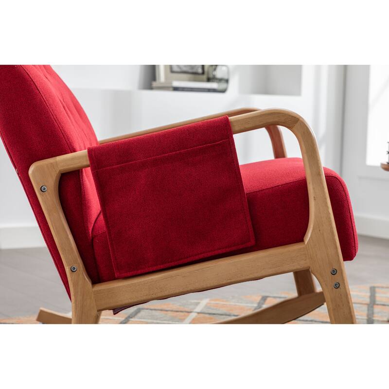Rocking Chair With Ottoman Modern Upholstered Fabric Rocking Armchair