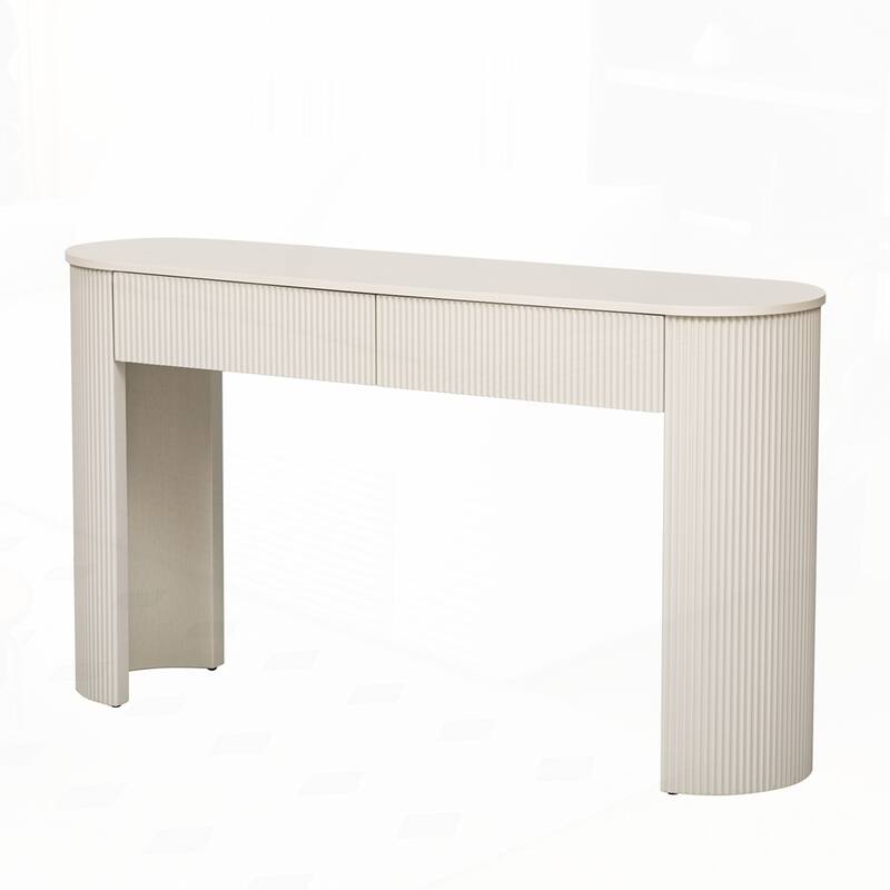 Oval Top Console Table with Storage